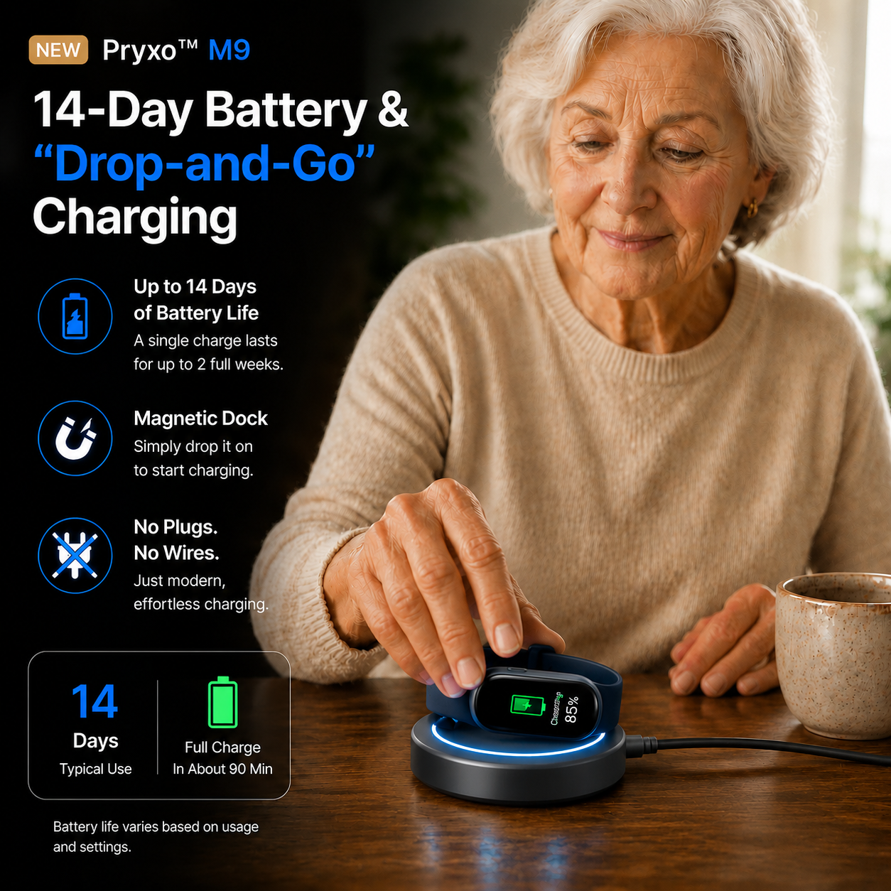 🔥80% OFF Launch Offer 🏆 2026 Pryxo™ M9 Non-Invasive Smart Band 📈12 health reports - No-Prick